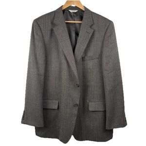 Joseph‎ & Feiss Sport Coat Men 44R Gray Herringbone Blazer Jacket 100% Wool